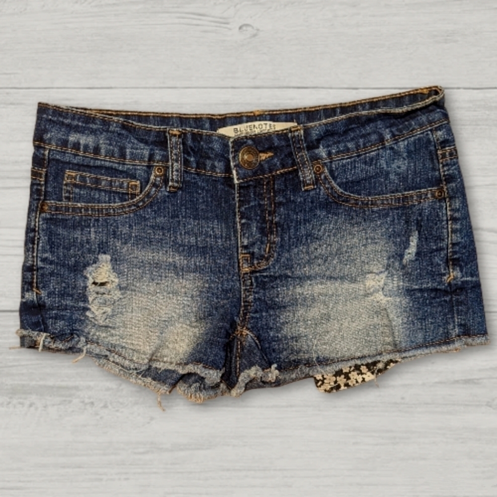 Blue Notes Casual Ripped Low-Rise Distressed Denim Jean Shorts Size 25
